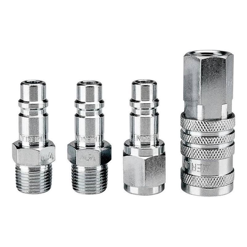 Merlin 1/2 in. Steel Industrial Quick Coupler Set, 4 Piece 57389
