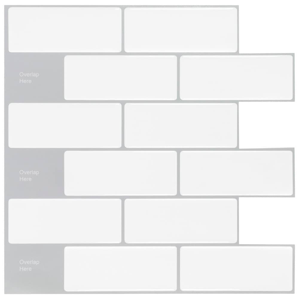 Peel&Stick Mosaics White Subway 10-in x 10-in Glossy Composite Linear Peel & Stick Wall Tile | PS122PEEL1010