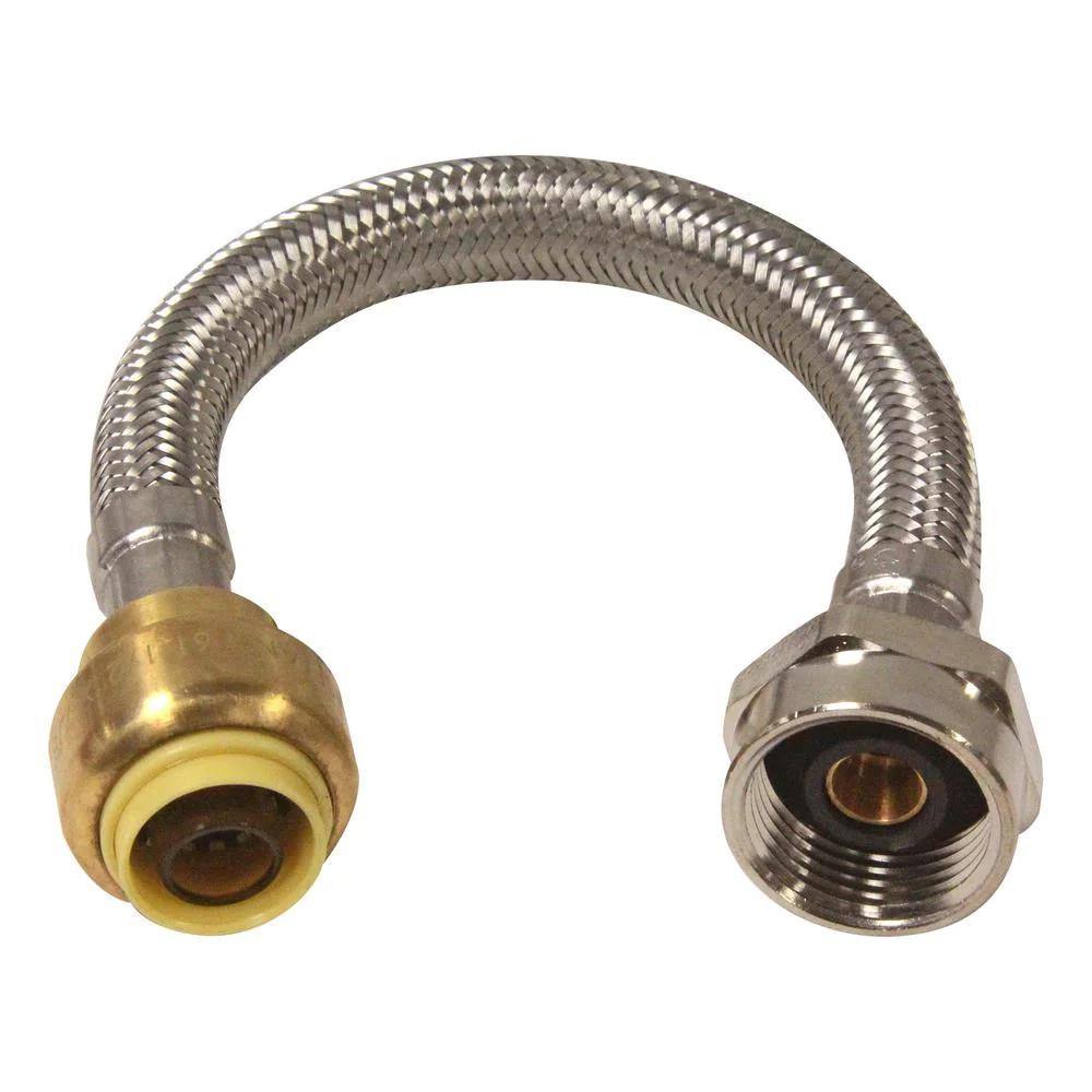 Kissler and Co 1/2 in. Push x 7/8 in. C x 12 in. Braided Stainless Steel Flexible Toilet Connector 28-6795