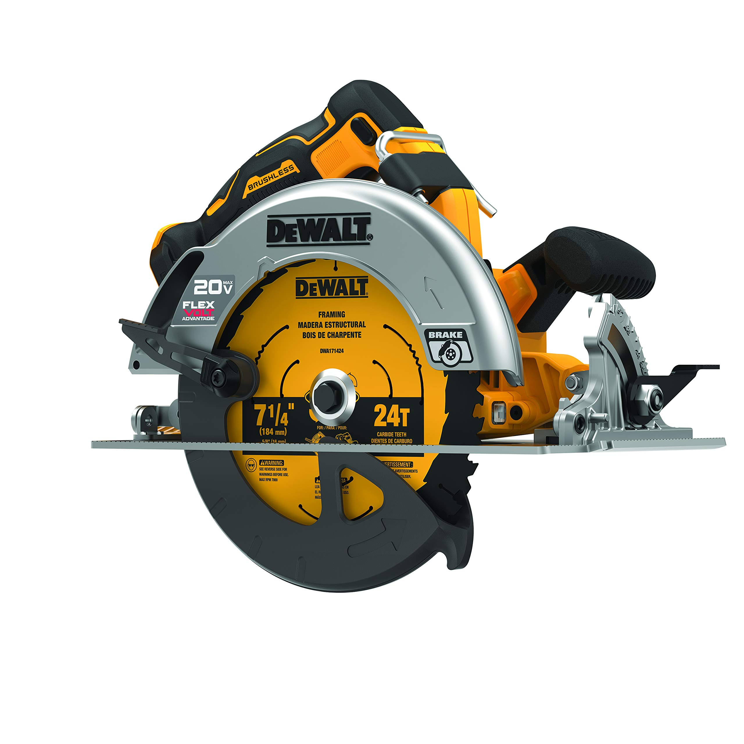 DeWalt FLEXVOLT Advantage 20V MAX* Circular Saw, 7-1/4-Inch, Cordless, Tool Only (DCS573B)