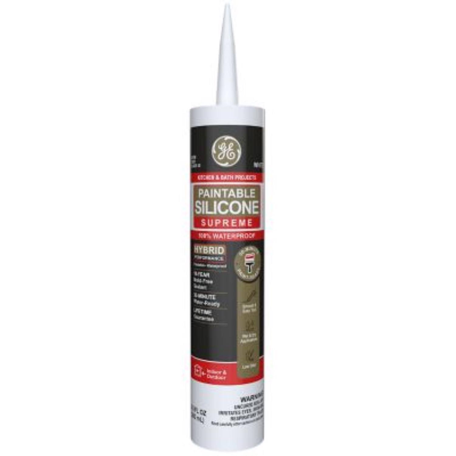 GE Supreme Silicone Kitchen & Bath Sealant- White- 10.1 oz