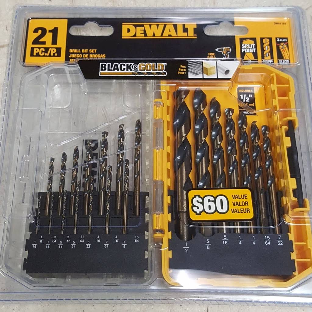 DeWalt- DWA1181- Black and Gold Drill Bit Set- 21-Piece