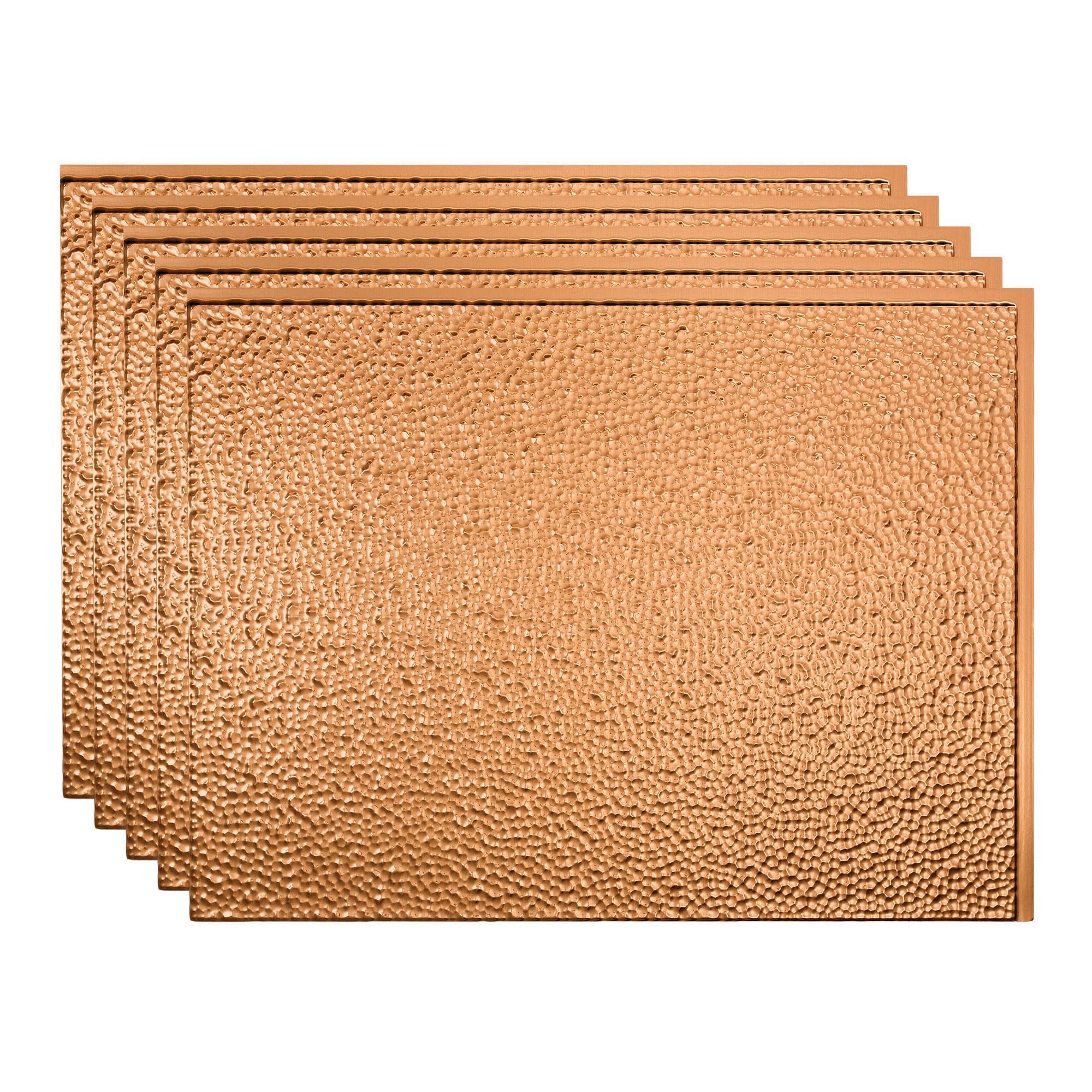 Fasade 18in x 24in Hammered Polished Copper Backsplash Panel (5 Pack)