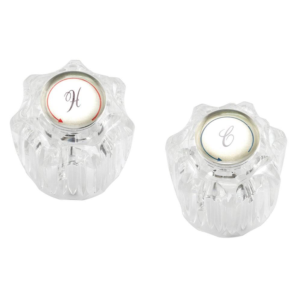 Prime-Line MP54260 Universal Hot and Cold Faucet Handles 1-5/8 in. Height Clear Acrylic Delta