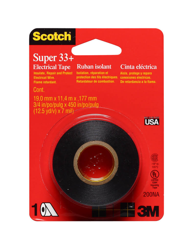3M Scotch Super 33+ Vinyl Electrical Tape, Black