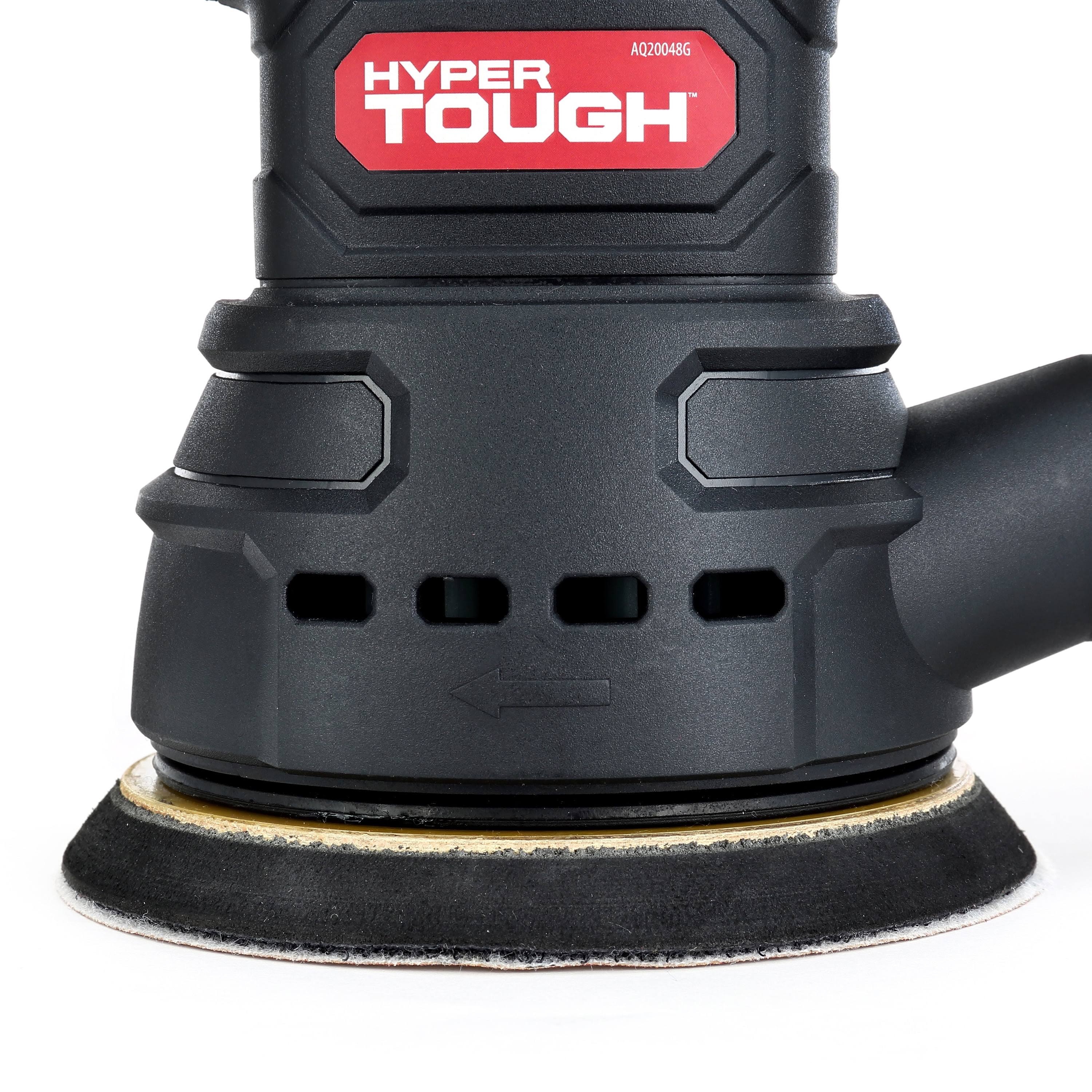 Hyper Tough 2.5 Amp Corded Orbital Sander with Dust Bag Vacuum Hose Adapter & 3 Sanding Sheets 60 80 & 120 Grit- 5 in