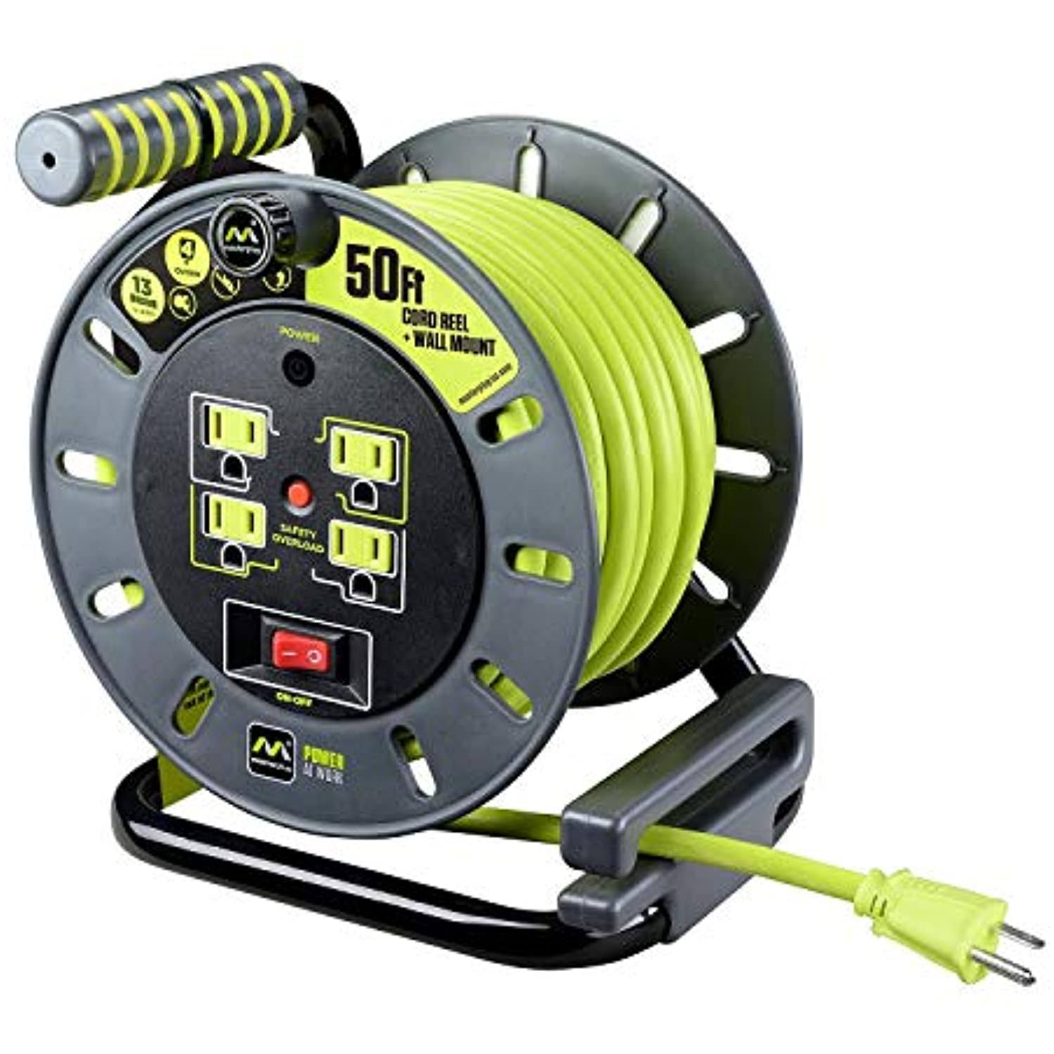 Masterplug Extension Cord Reel (50 ft.) with Wall Mount