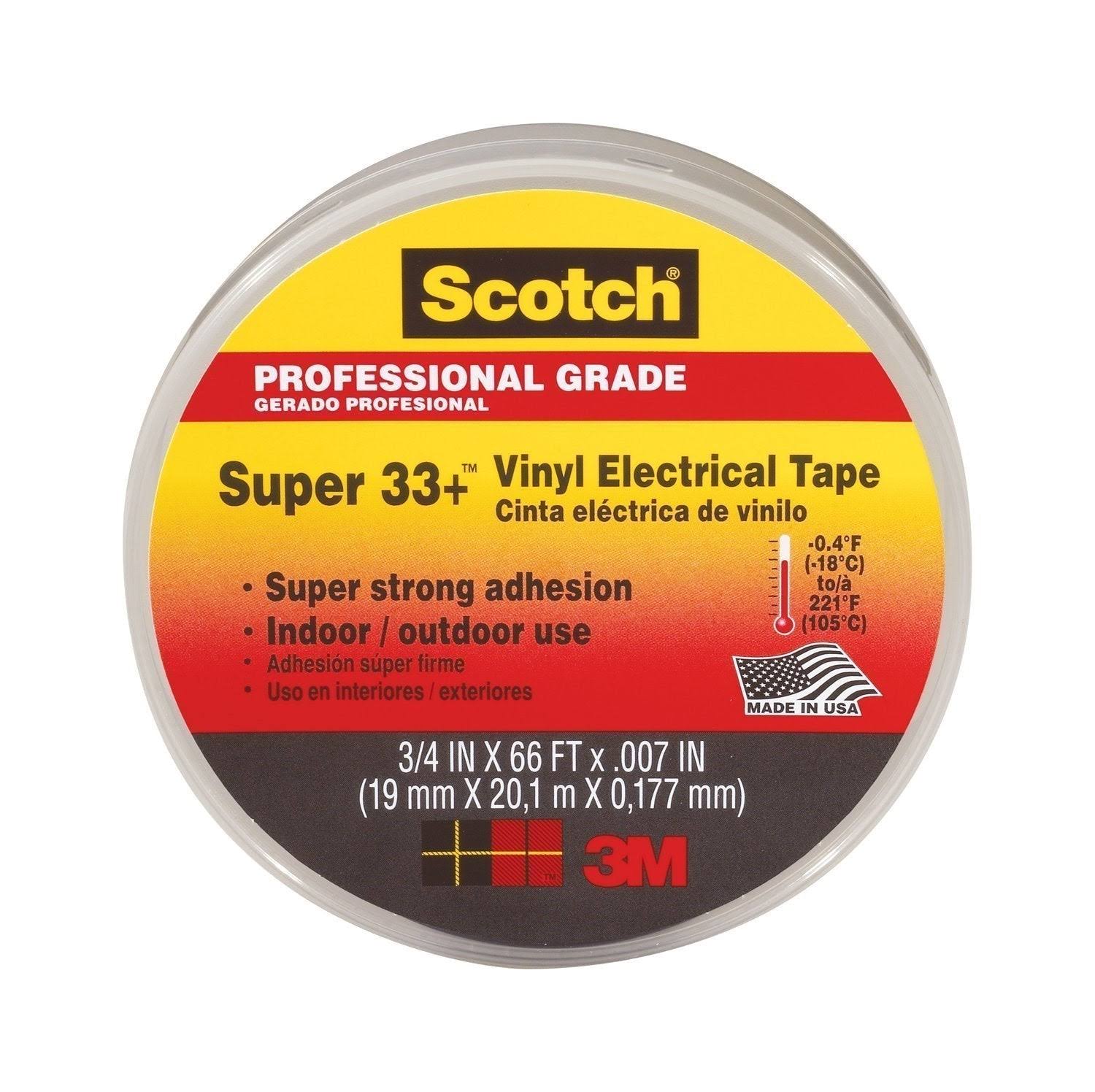3M Scotch Super 33+ Vinyl Electrical Tape, .75-Inch by 66-Feet, 4-Pack