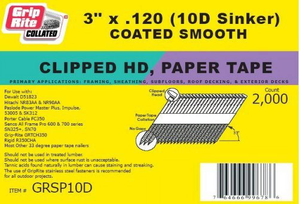 Grip-Rite GRSP10D Clipped Head Framing Nail, 3