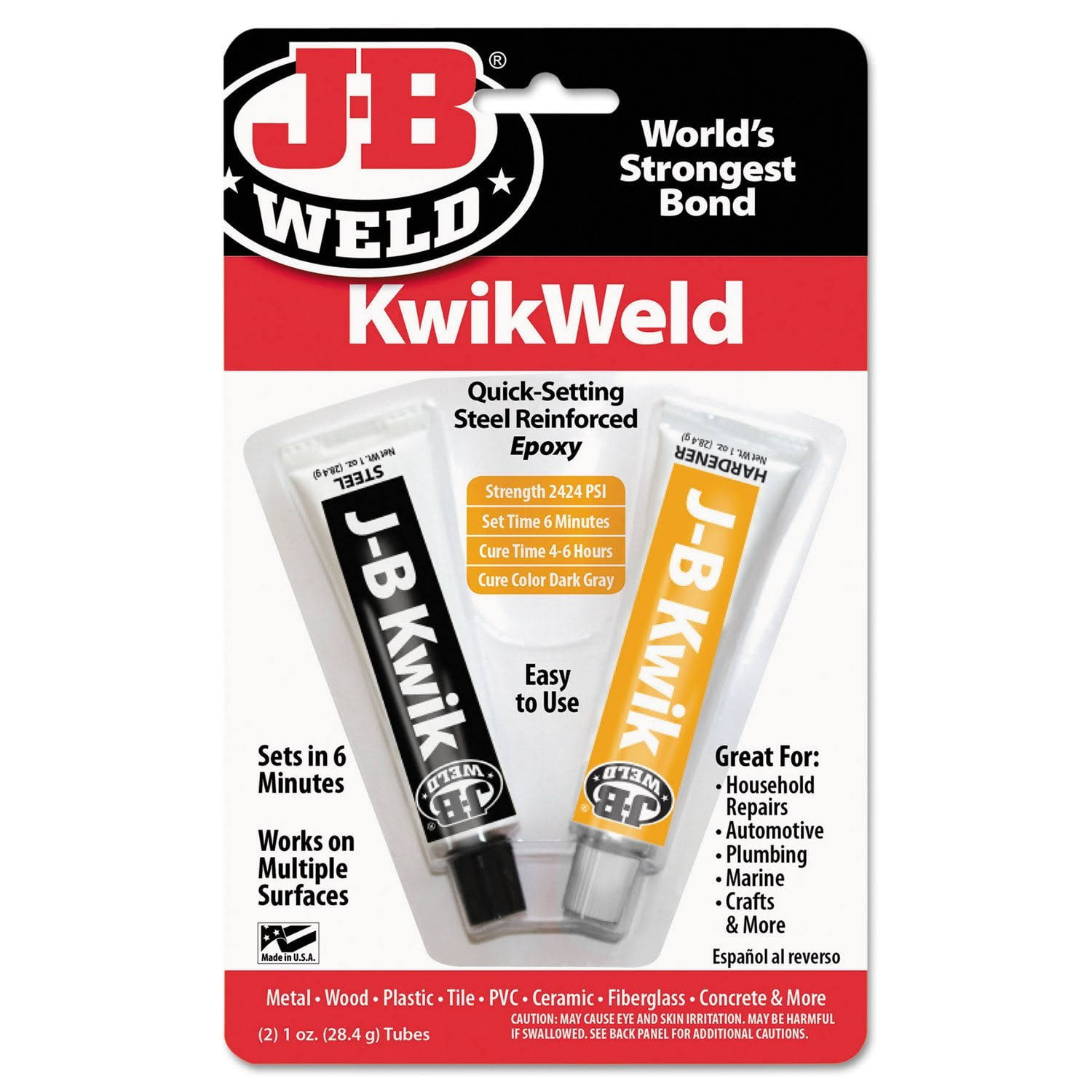J-B Weld 8276 KwikWeld Quick Setting Steel Reinforced Epoxy- 2 oz