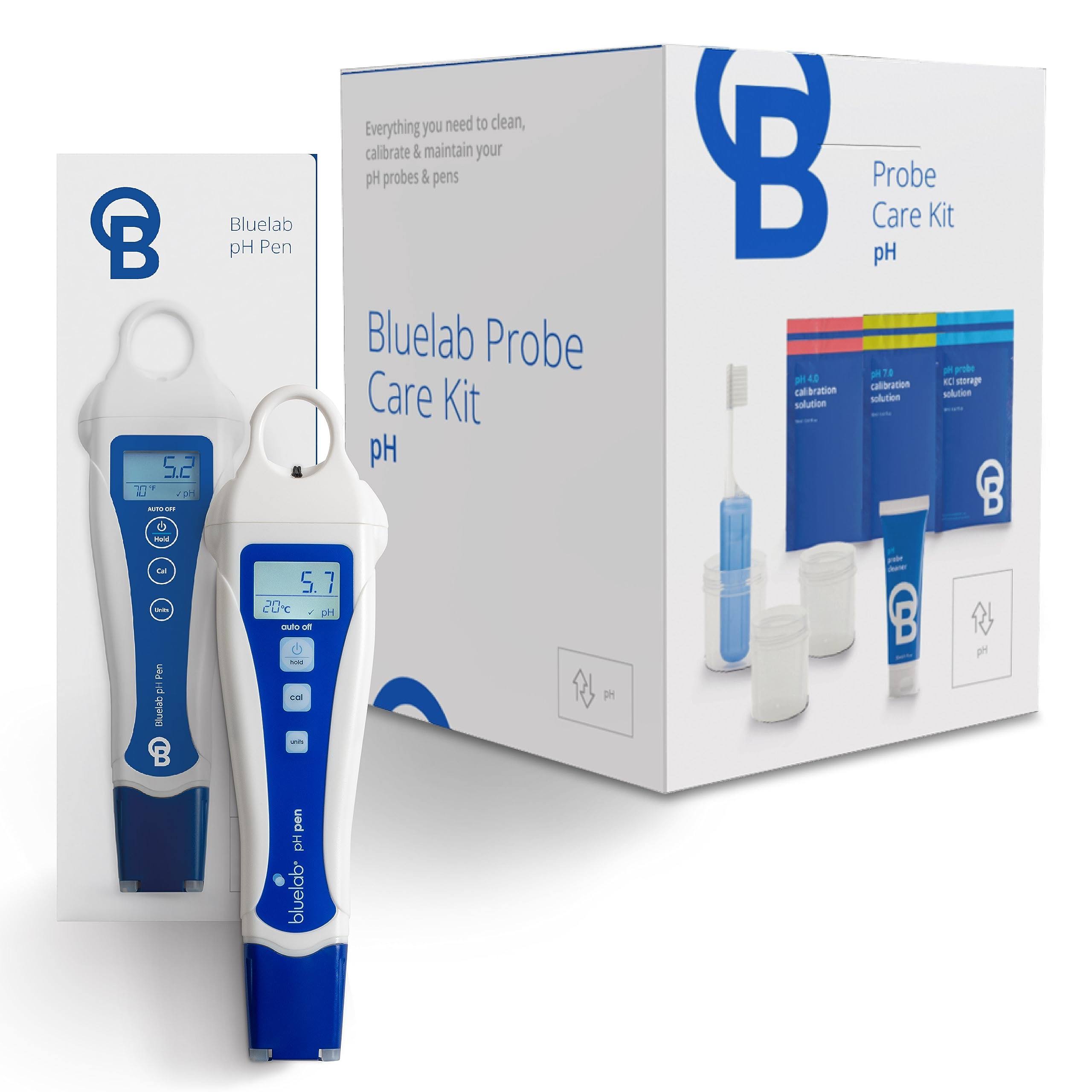 Bluelab PH Pen Meter and Probe Care Kit PH with Calibration Supplies, Storage Solution & Brush, Reliable Digital Tester for PH, Temperature in Soil