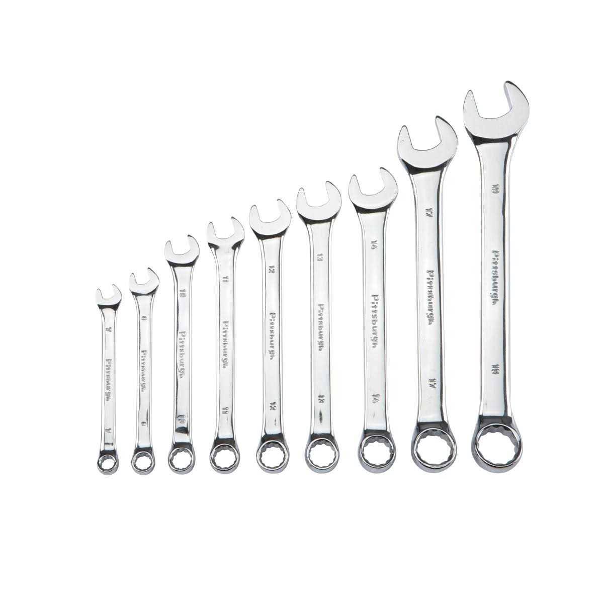 Pittsburgh 9 Piece Fully Polished Metric Combination Wrench Set