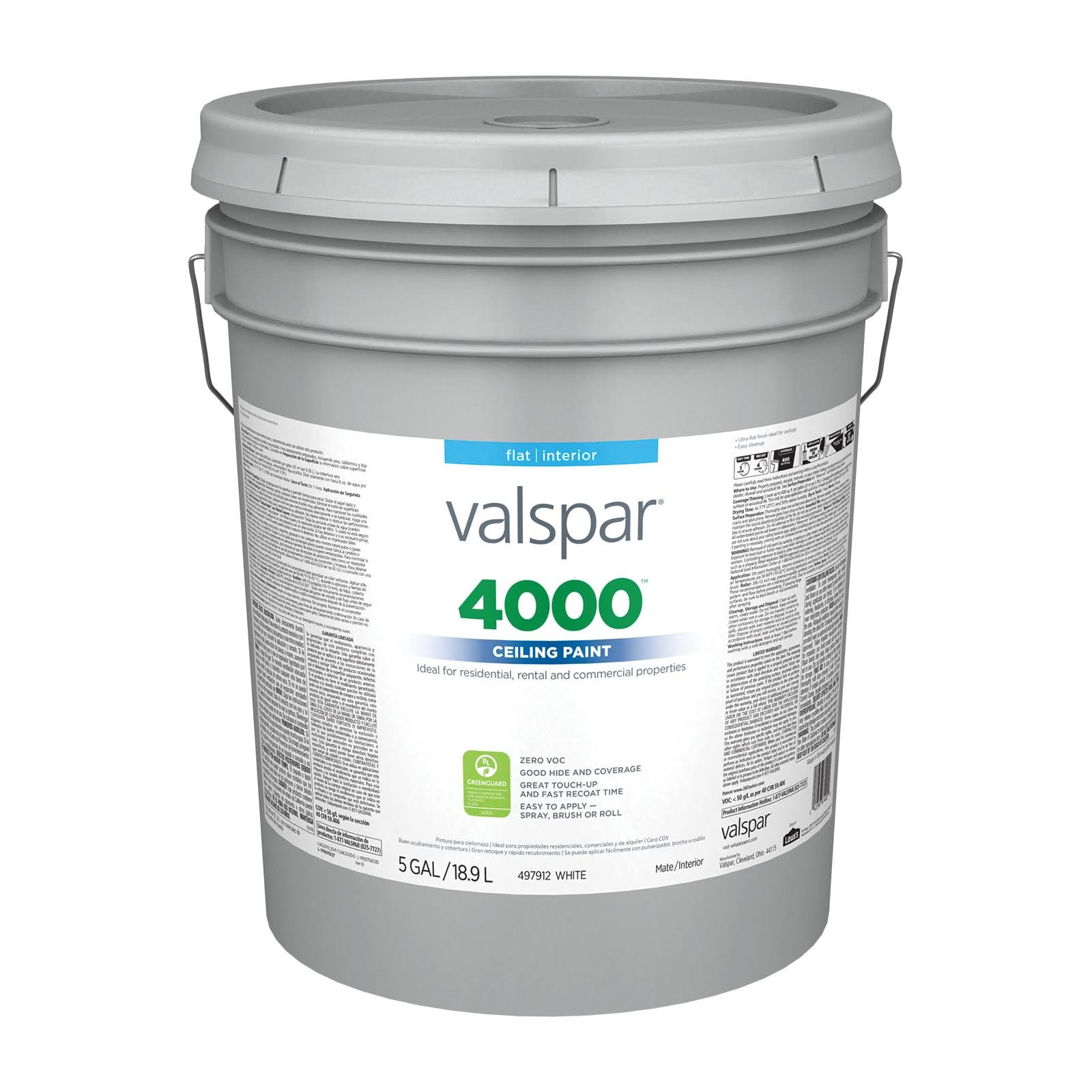Valspar 4000 Flat White Interior Paint- 5 Gal