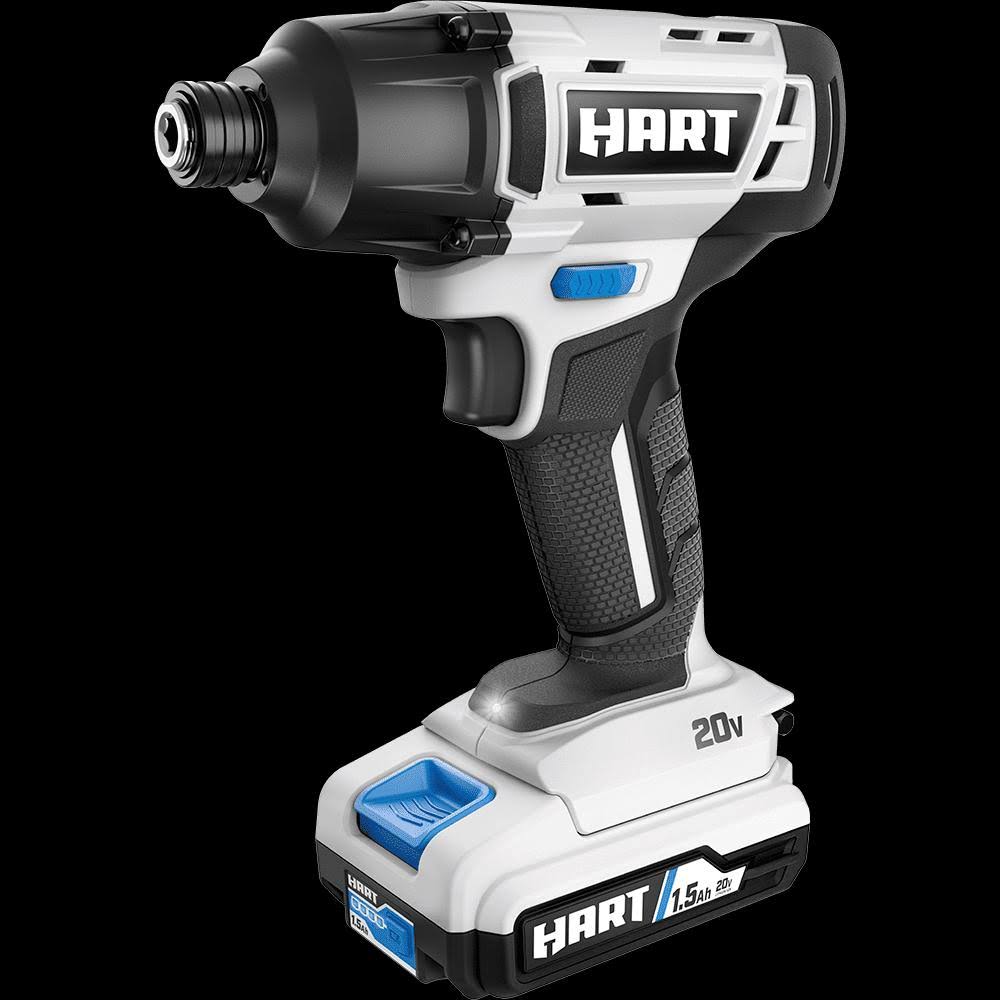 Hart 20-Volt Cordless Impact Driver Kit, (1) 1.5Ah Lithium-Ion Battery, Gen 2