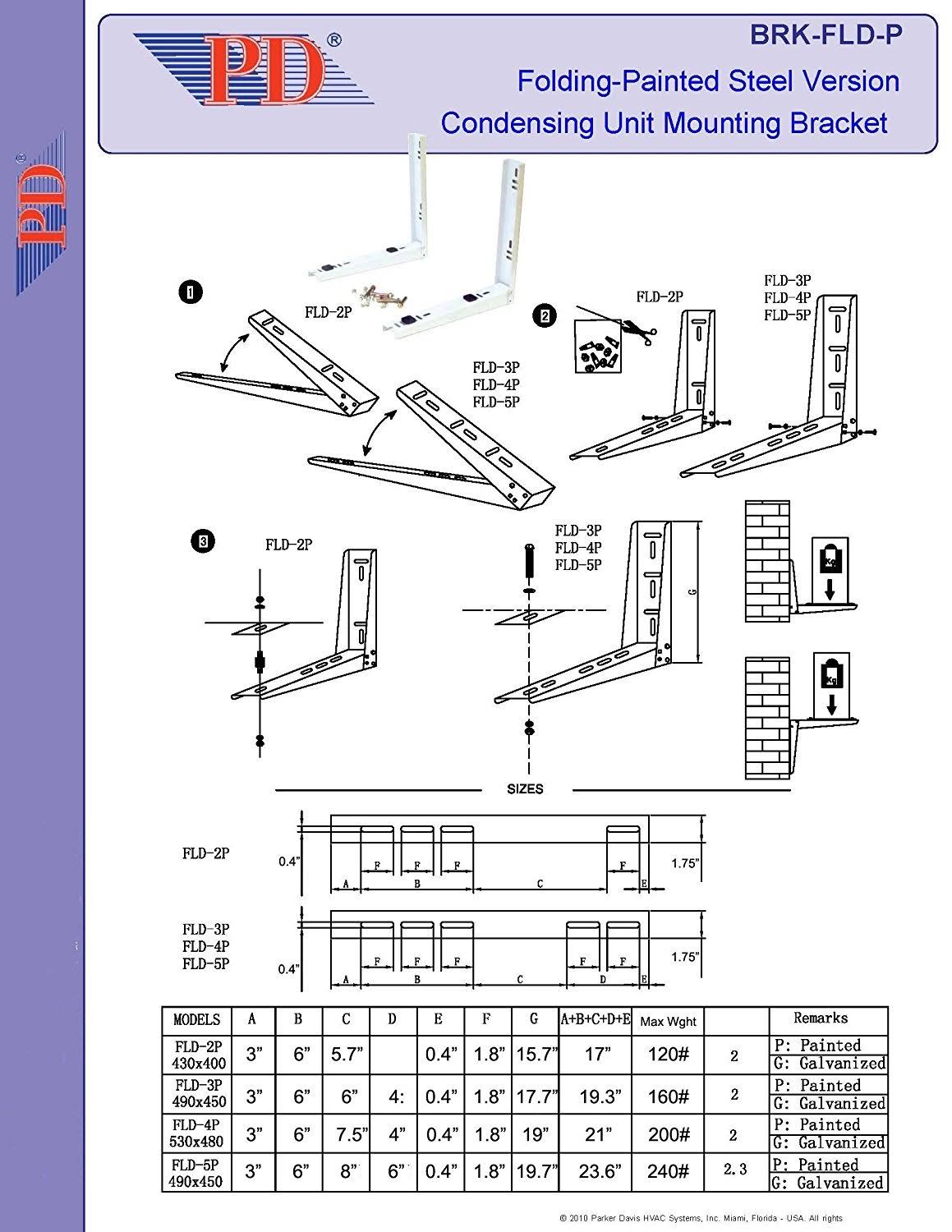 Foldable Mounting Bracket for Mini Split Condensing Unit for 9000-12000 BTU