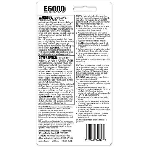 E6000 230022 Medium Viscosity Auto/Industrial Adhesive, 3.7 fl oz, Size: 3.7 oz