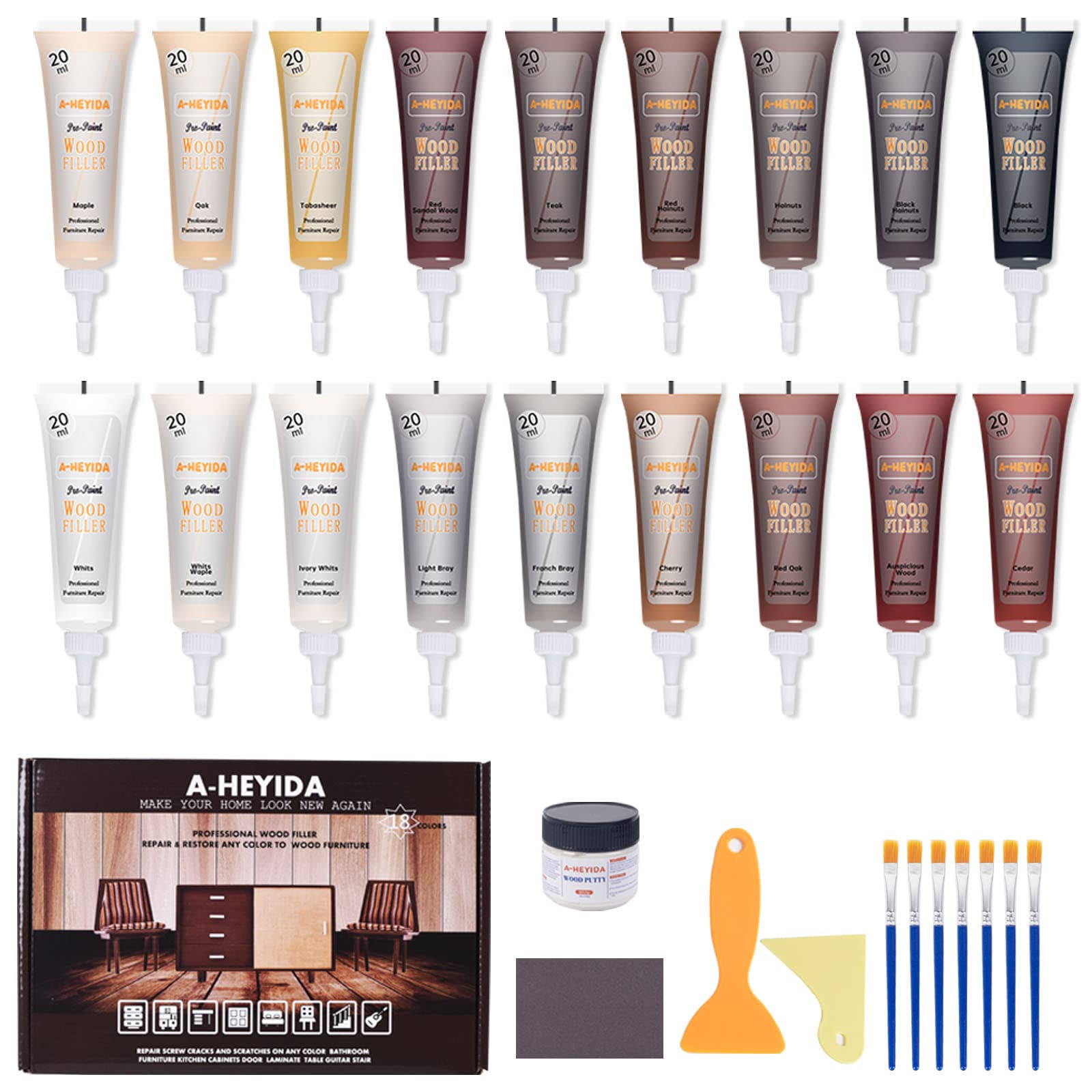 Wood Furniture Repair Kit Wood Filler Hardwood Floor Scratch Repair Furniture Touch Up Kit- Restore Any Wood, Cover Surface Scratch for Wooden Table