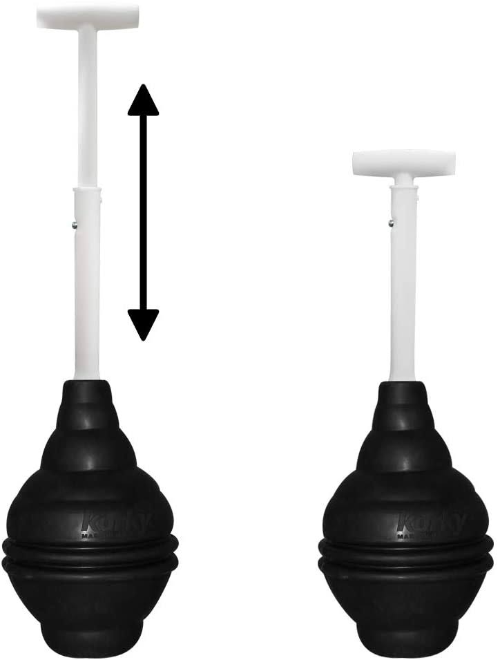 Korky 96-4AM Telescoping T-shaped Handle BeehiveMAX Universal Plunger, Black