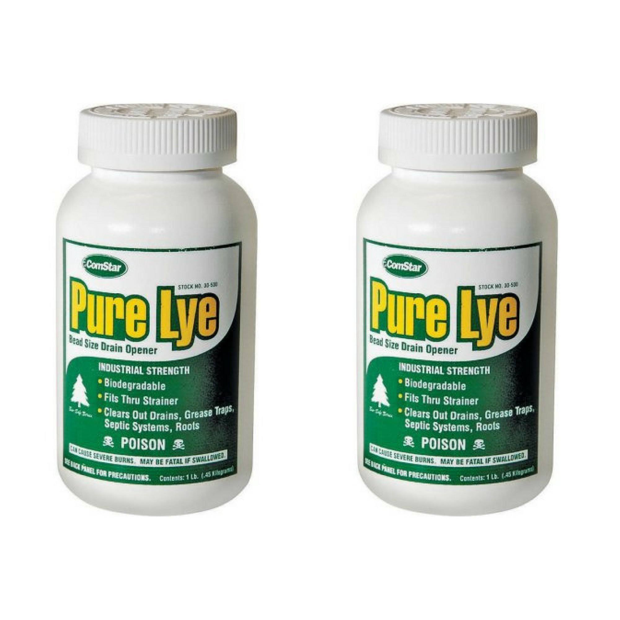 Comstar 024924305003 Pure Lye Bead Drain Opener, 1 lb, White- 2 Pack