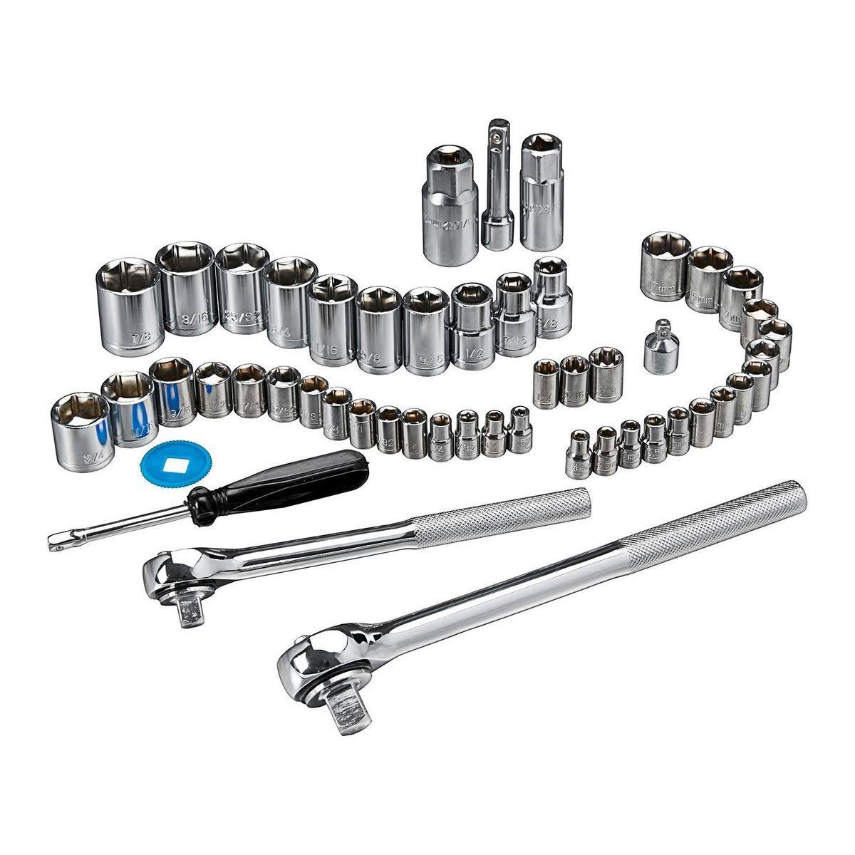 Pittsburgh SAE & Metric Socket Set, 51 Pc. New 63013