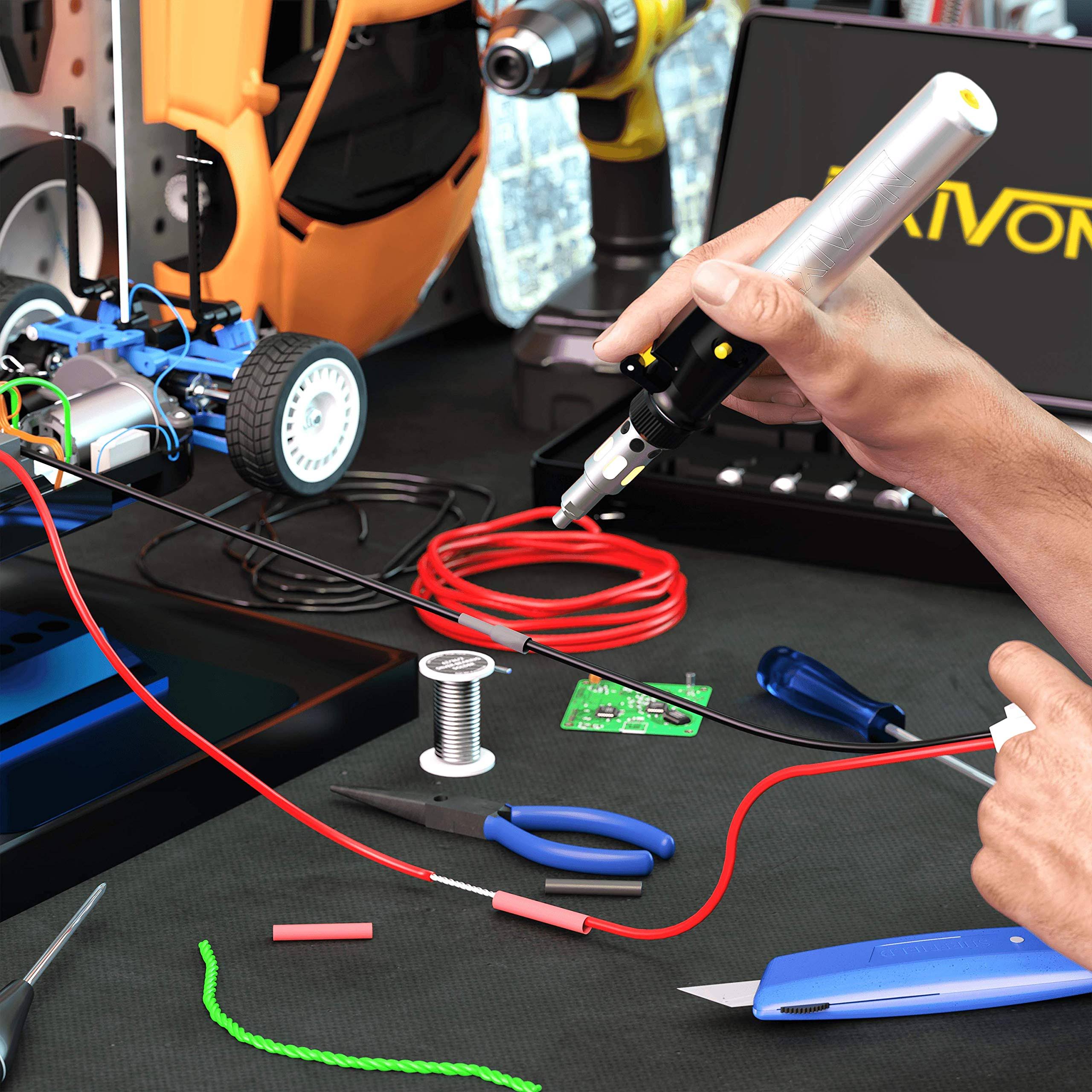 LEXIVON Butane Soldering Iron Multi-Purpose Kit Cordless Self-Igniting Adjustable Flame 7-Tip Set Pro-Grade (LX-770)