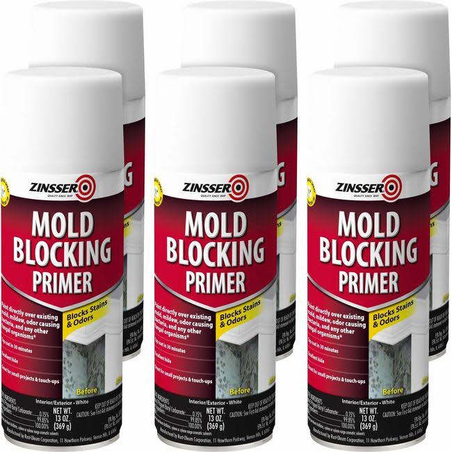Zinsser 287512-6PK Mold Blocking Spray Primer, 13 oz, White, 6 Pack