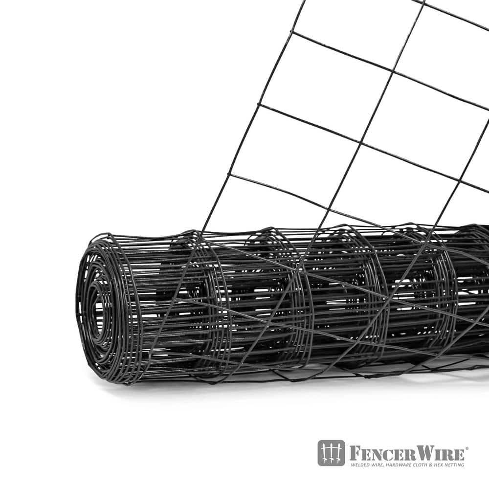 Fencer Wire 2 ft. x 50 ft. 16-Gauge Black Vinyl Coated Welded Wire Fence with 3 in. x 2 in. Mesh, Black Garden Welded Mesh