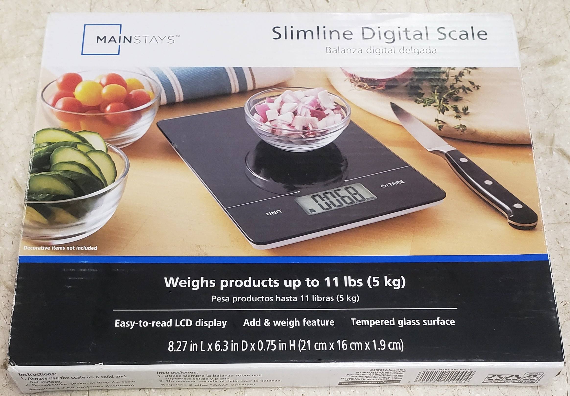 Mainstays MS81-020-100-51 11 lbs Glass Digital Scale- Black