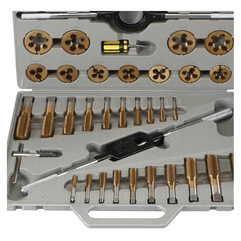 Pittsburgh 61410 45 PC Titanium Nitride Coated Alloy Steel Metric Tap & Die Set