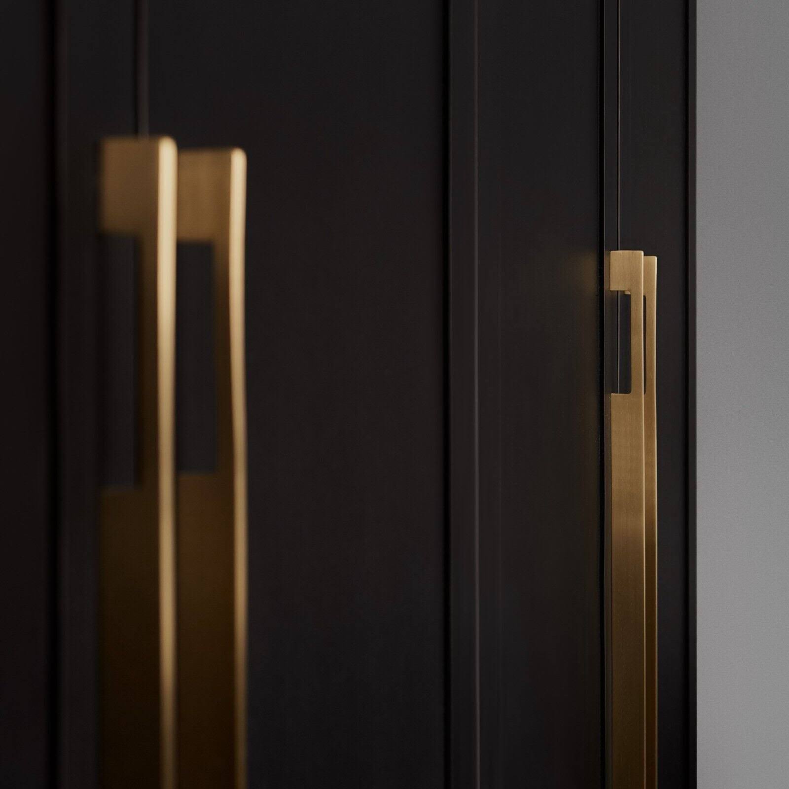 Goldenwarm Solid Brass Modern Slimline Gold Unique Cabinet Pulls and Drawer Handles