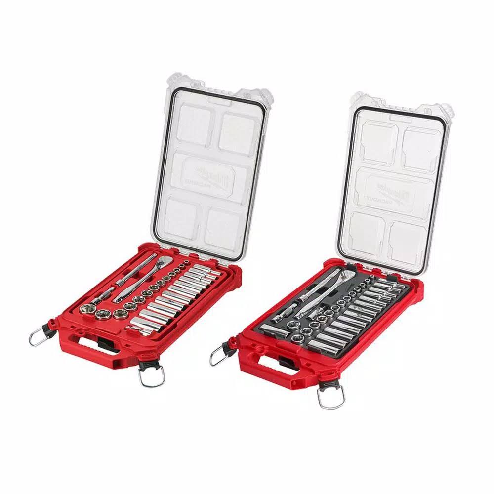 Milwaukee 3/8 in. Drive SAE/Metric Ratchet and Socket Mechanics Tool Set with PACKOUT Case (60-Piece)