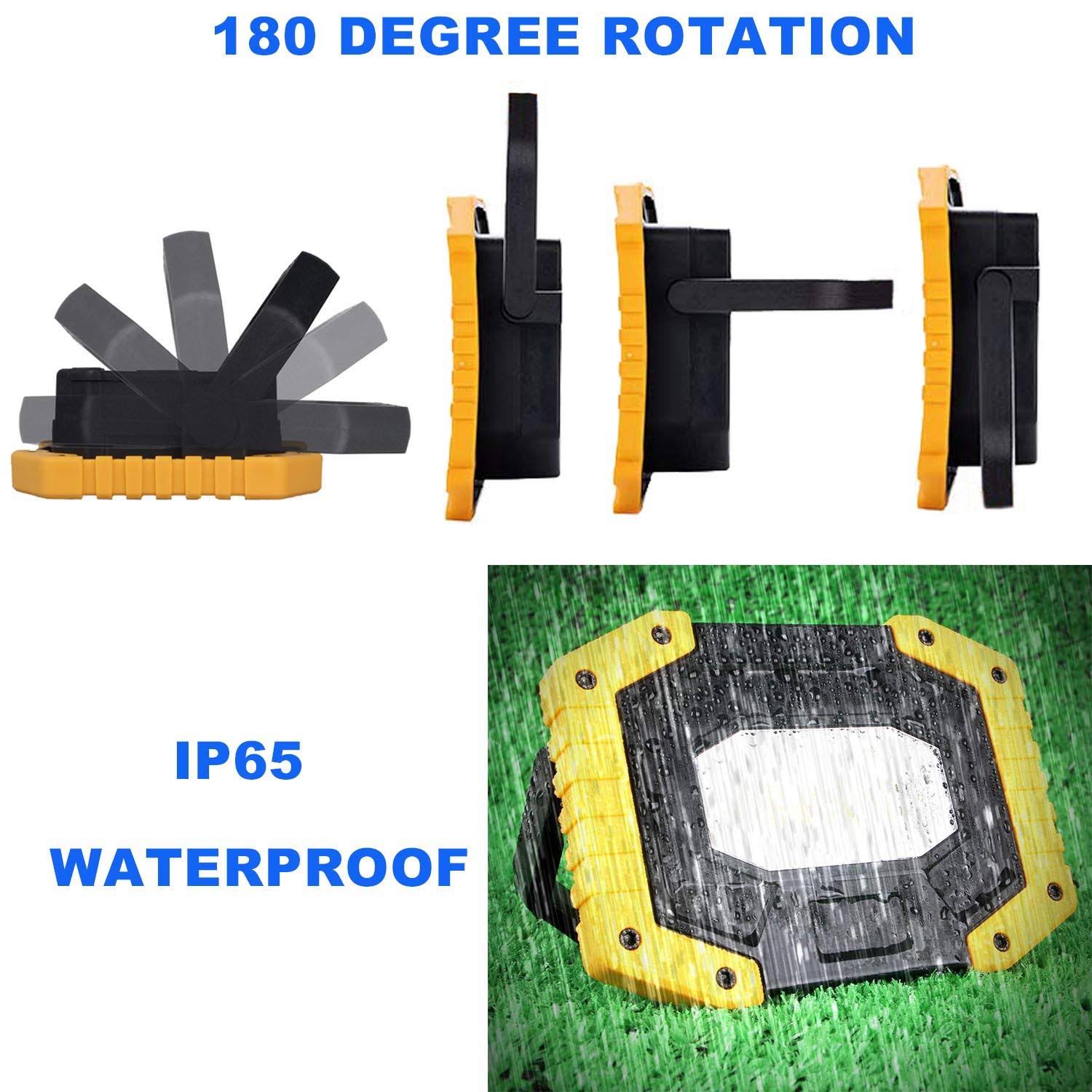 Rechargeable LED Work Light 2 Pack, COB 30W 2000lm Portable LED Work Light Battery Work Light Cordless Waterproof Work Light for Outdoor Camping