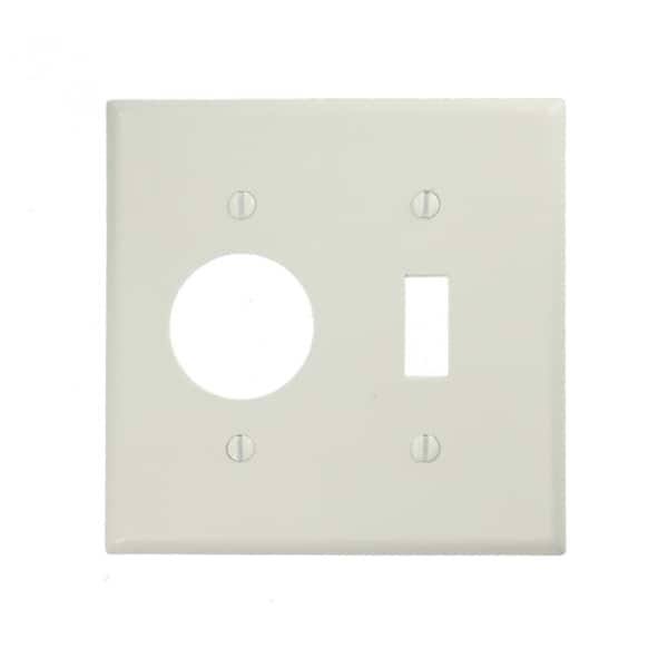 Leviton 88007 Wallplate 2-Gang 1-Toggle 1-Single 1.406 Standard Size Plastic- White
