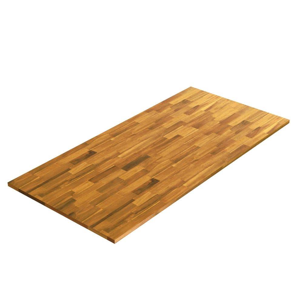 Interbuild 6.2 ft. L x 40 in. D, Acacia Butcher Block Island Countertop in Golden Teak with Square Edge