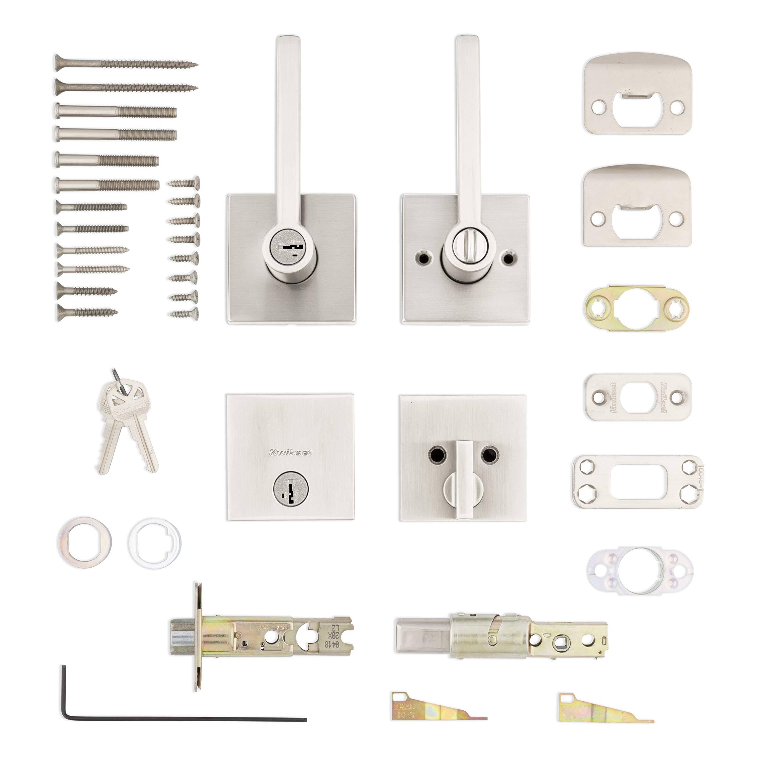 Kwikset Halifax Satin Nickel Zinc Lever and Single Cylinder Deadbolt