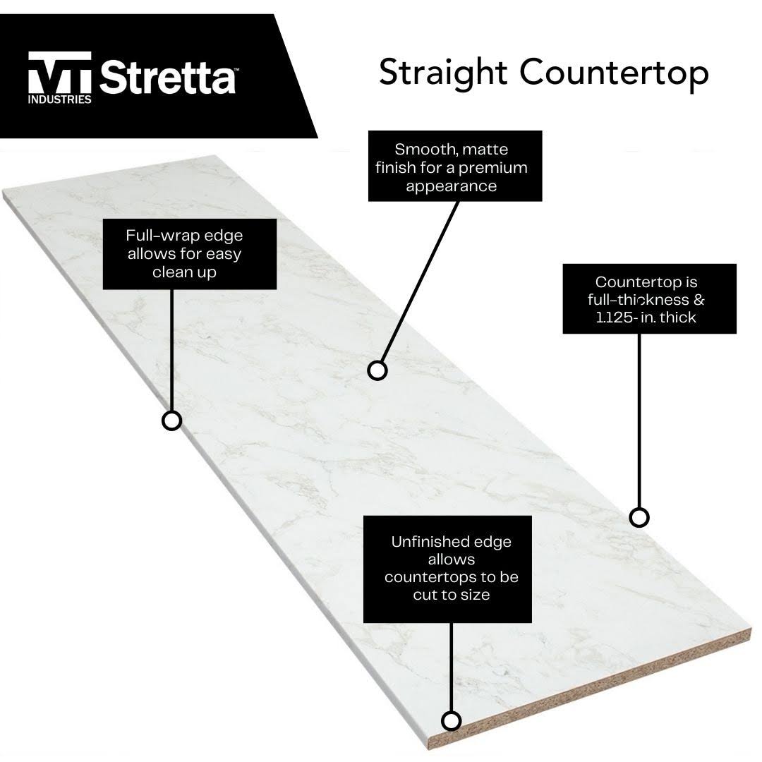 Stretta 6-ft White Marble Straight Laminate Kitchen Countertop 83181
