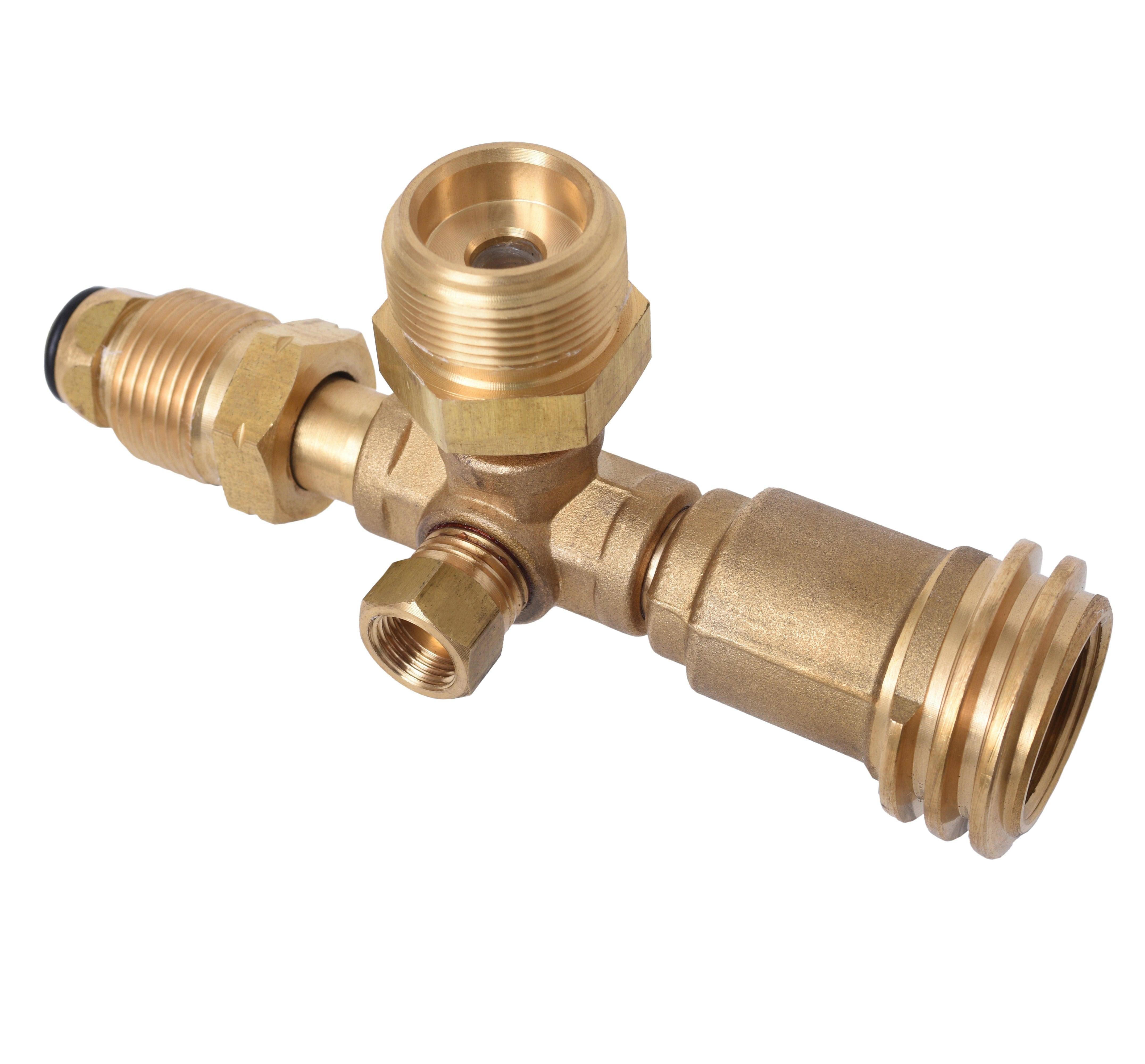 Flame King YSNEZF2.0 Propane Fitting Adapter Valve for 1lb Refillable Tank Cylinders, Brass/Metal