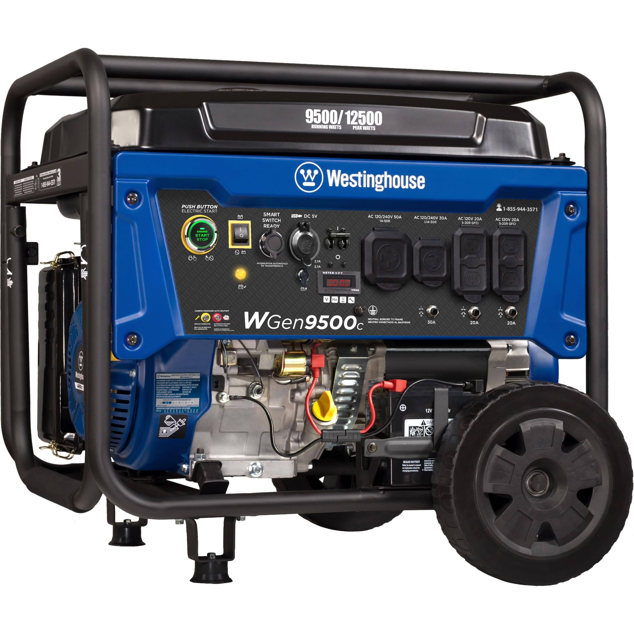 Westinghouse 12,500W Remote Electric Start Portable GAS Generator with Co Sensor