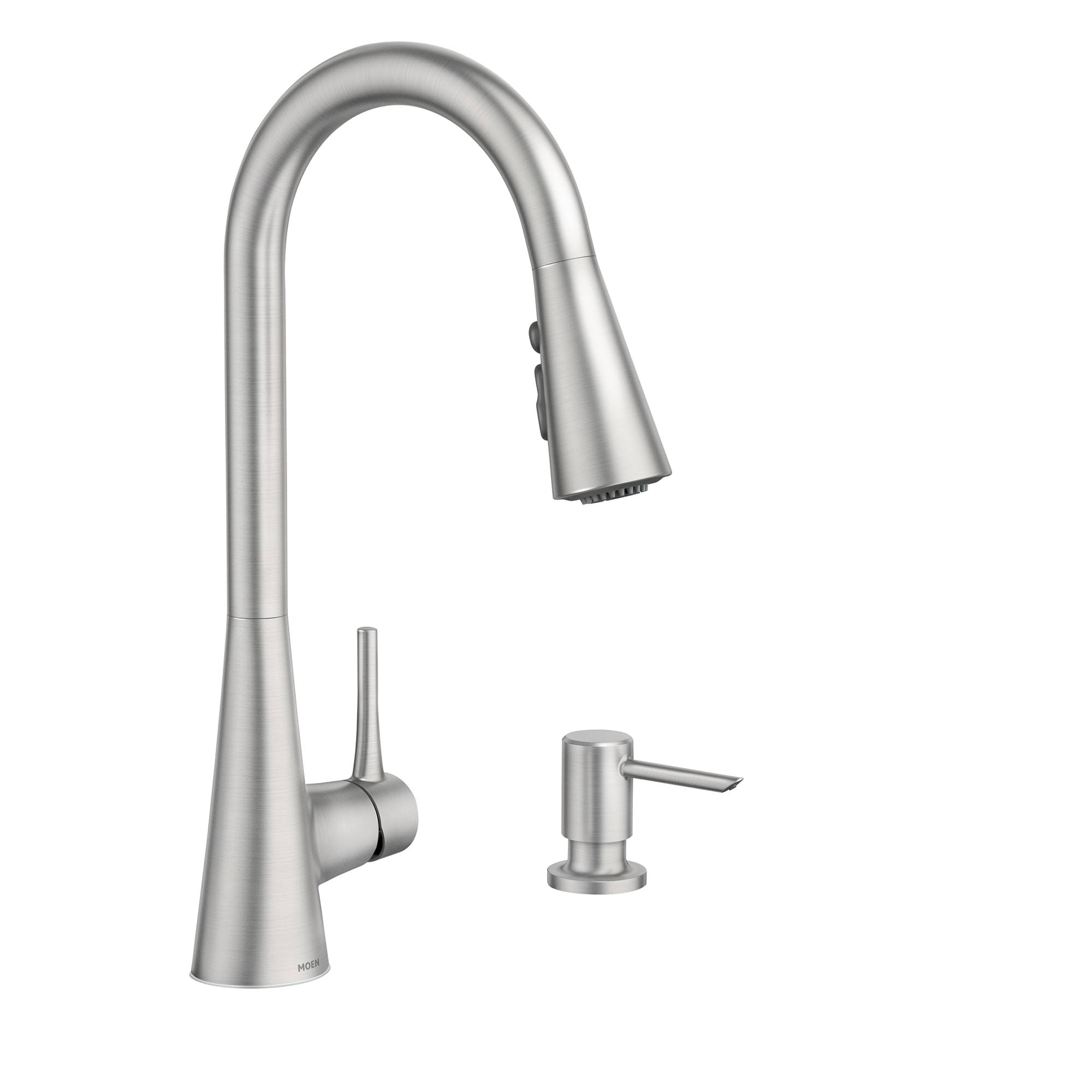 Moen Sarai Spot Resist Stainless Single Handle Pull-Down Kitchen Faucet with Deck Plate | 87836SRS