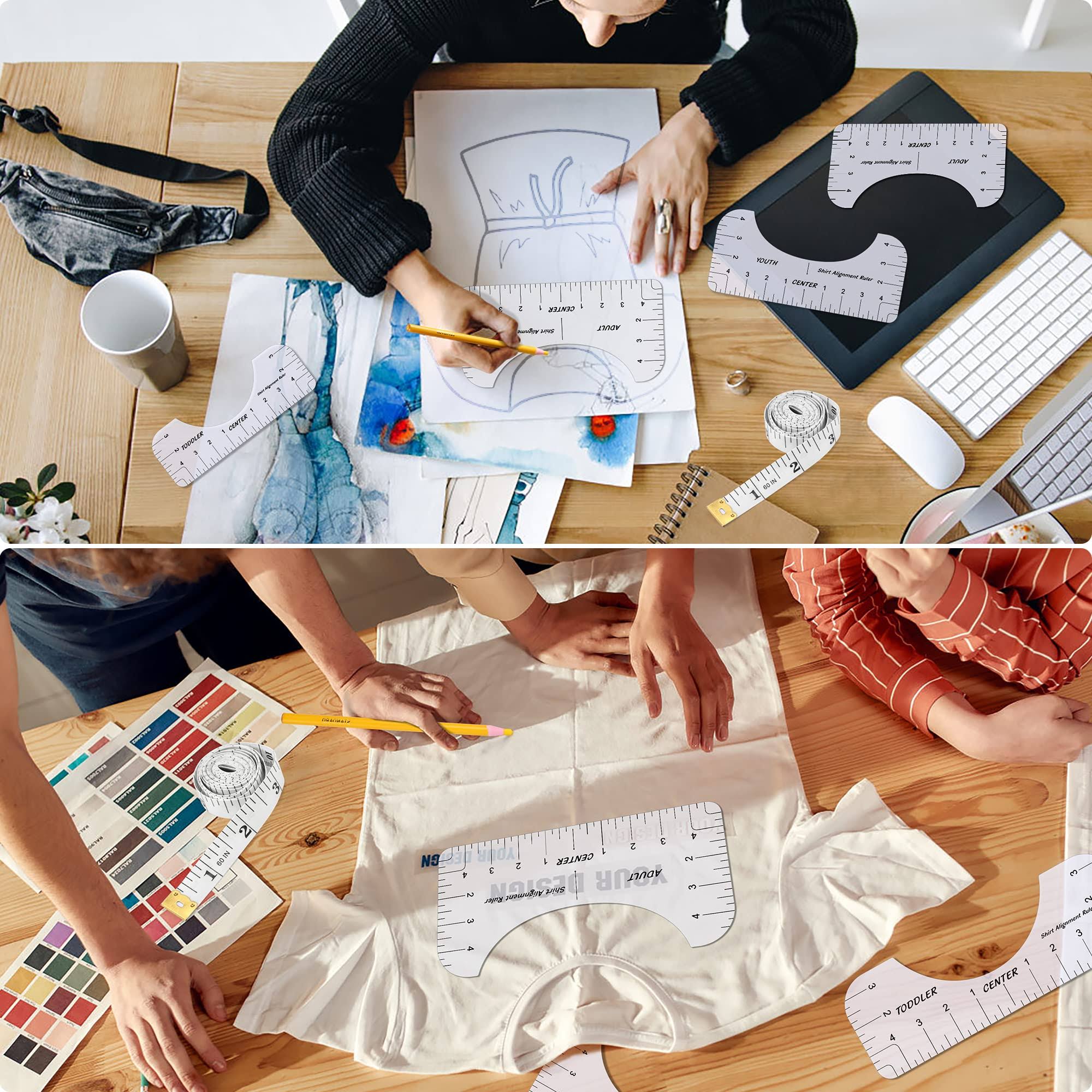 FeiTianNiu 10 Pcs Tshirt Ruler Guide Vinyl Alignment Tool- Sublimation Accessories, T Shirt Rulers to Center Designs,for Adult Youth Toddler Infant