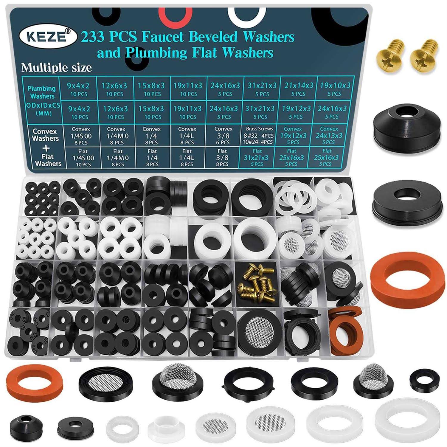 XBVV 233 Pcs Faucet Beveled Washers and Plumbing Flat Rubber Washers, Men's