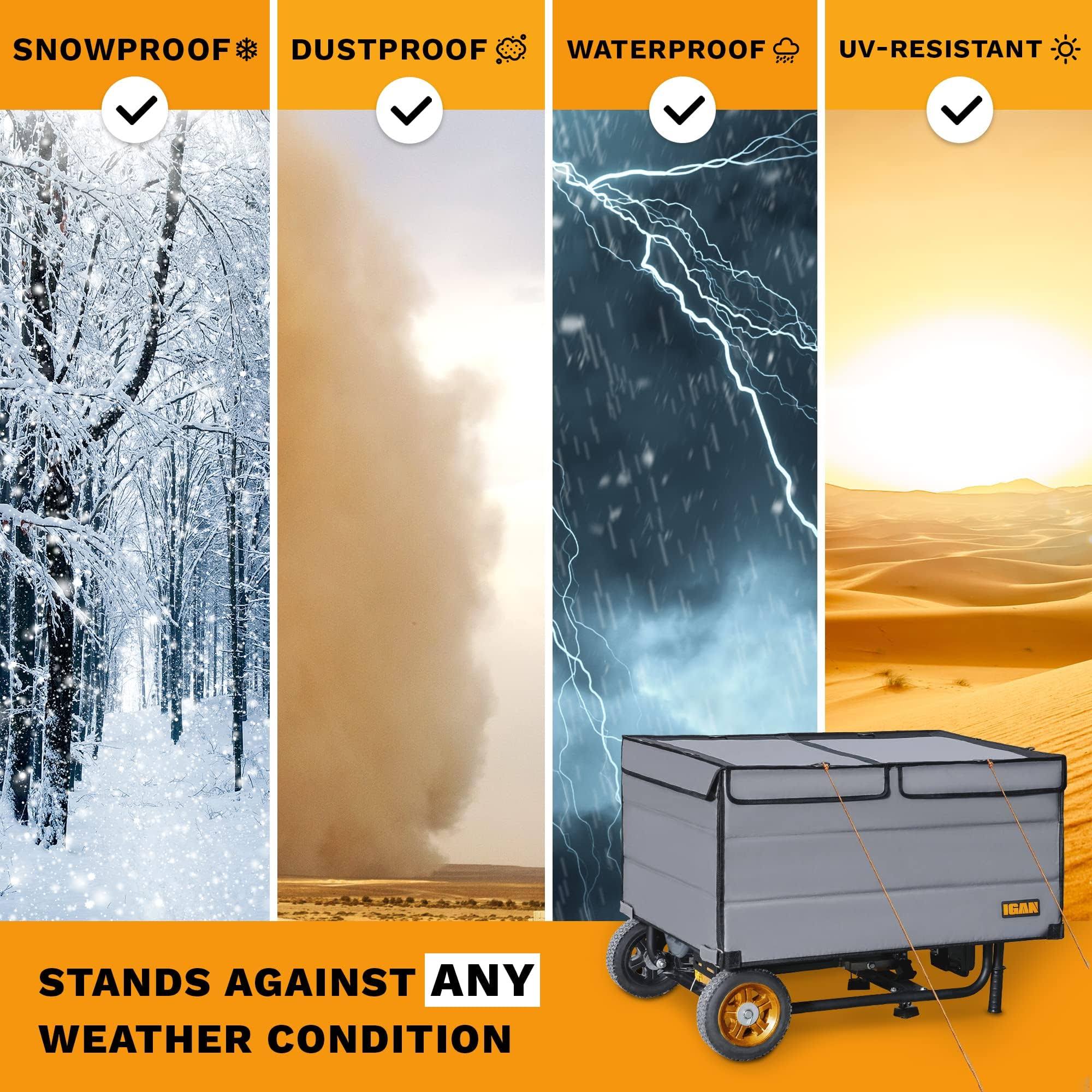 Igan Generator Covers While Running 100% Waterproof Generator Tent Ultra Heavy Duty Tarpaulin Portable Generator Enclosure All-Weather Generator