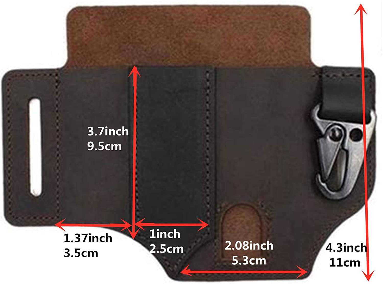 WallDecalsAndArt Multitool Sheath for Belt, Leather EDC Pocket Organizer for Men, Leatherman Sheath with Pen Holder, Key Fob, Flashlight Sheath, EDC