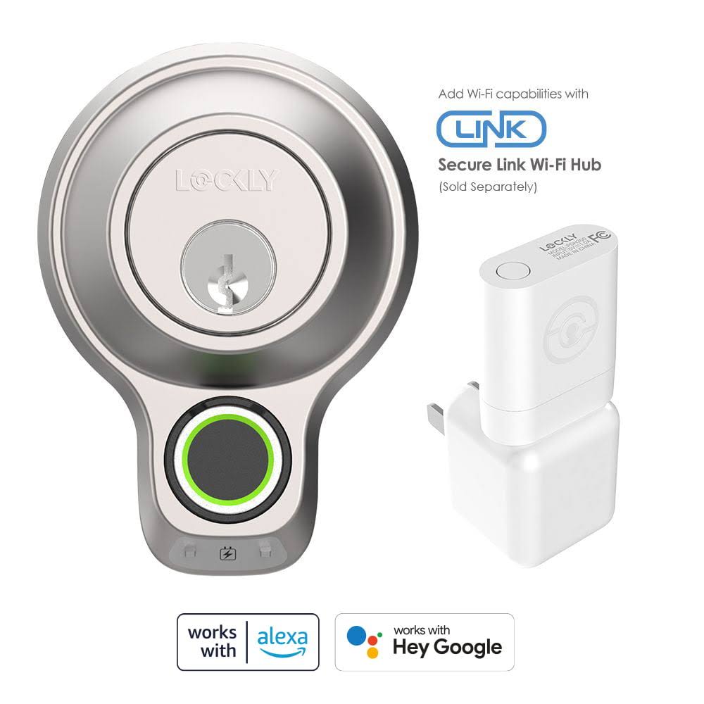 Lockly PGD7Y Flex Touch Satin Nickel Single-Cylinder Bluetooth Mobile App Controlled Deadbolt Lock with Biometric 3D Fingerprint