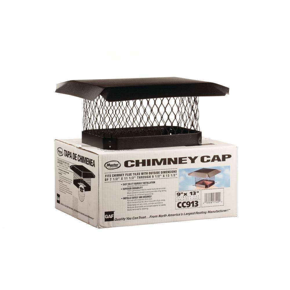 Master Flow 9 in. x 13 in. Galvanized Steel Fixed Chimney Cap in Black