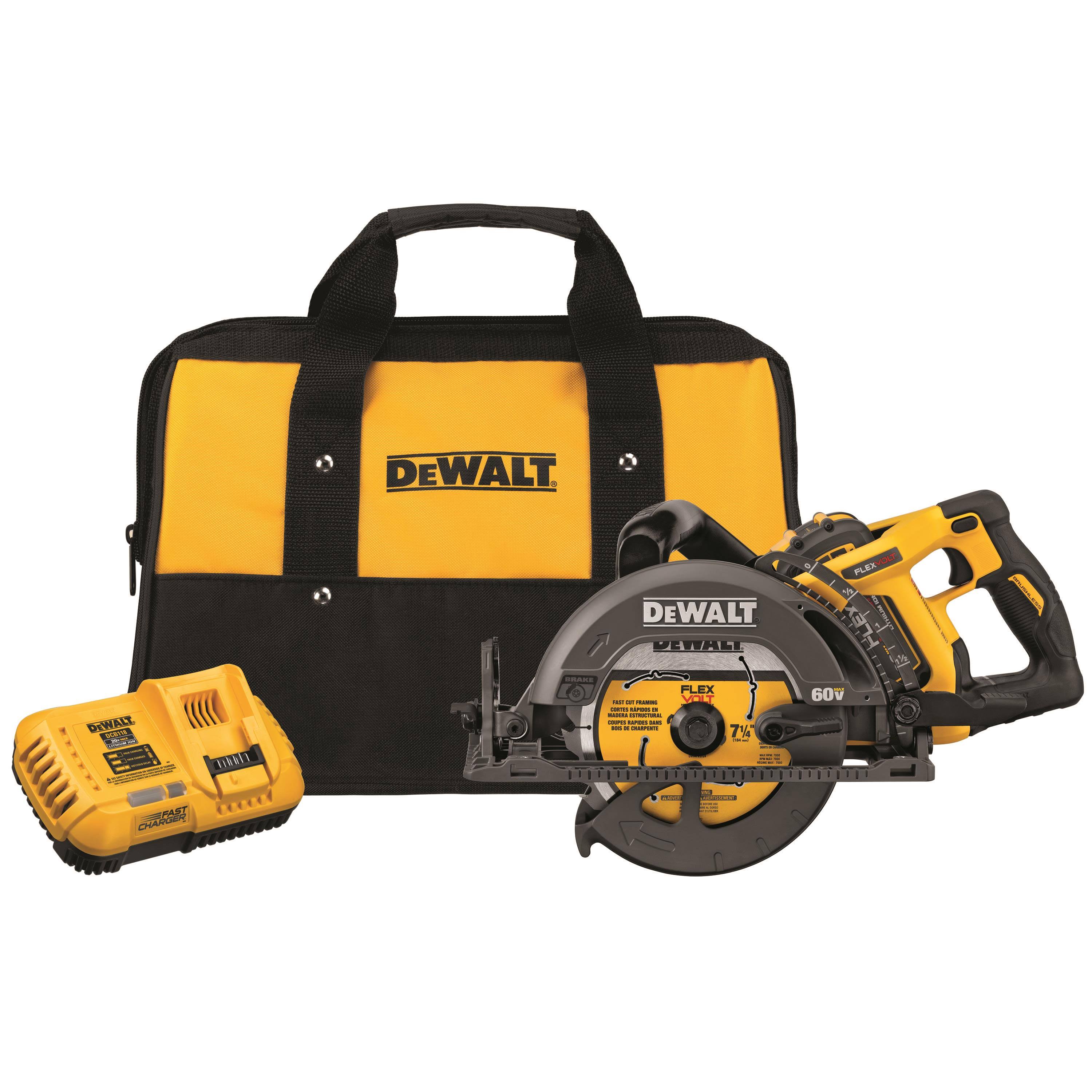 DeWalt DCS577X1 FLEXVOLT 60V Max 7-1/4-Inch Worm Drive Style Saw, 9.0Ah