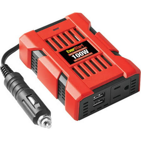 Everstart 100 Watts Vehicle Power Inverter Converter 12V DC to 110V AC, Size: One size, Black