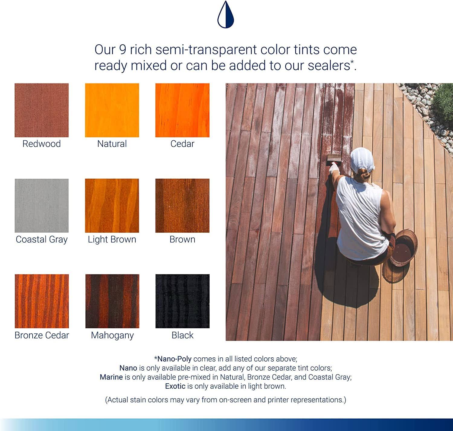 Seal-once Nano+Poly Penetrating Wood Sealer with Polyurethane- Premium Waterproof Sealant-1 Gallon & Redwood