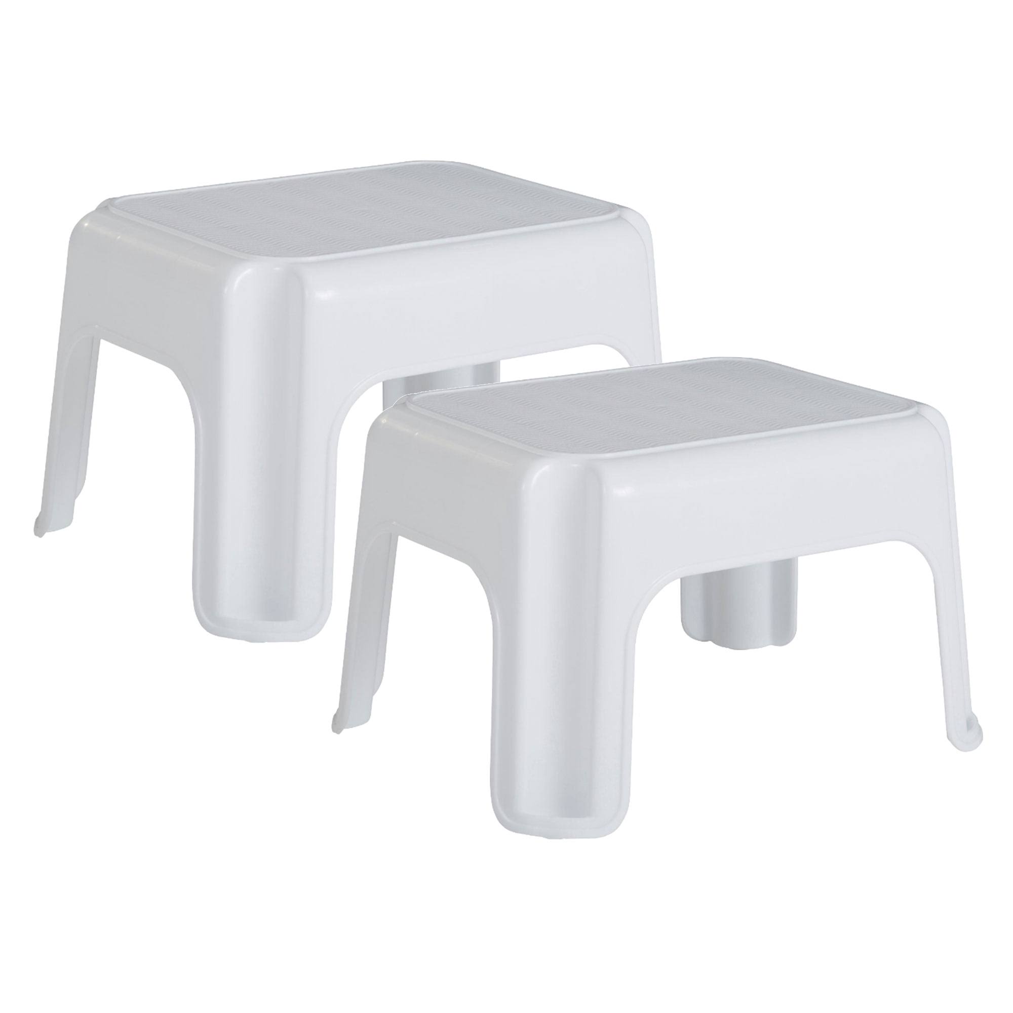 Rubbermaid Durable Plastic Step Stool w/ 300-lb Weight Capacity, White (2-Pack)