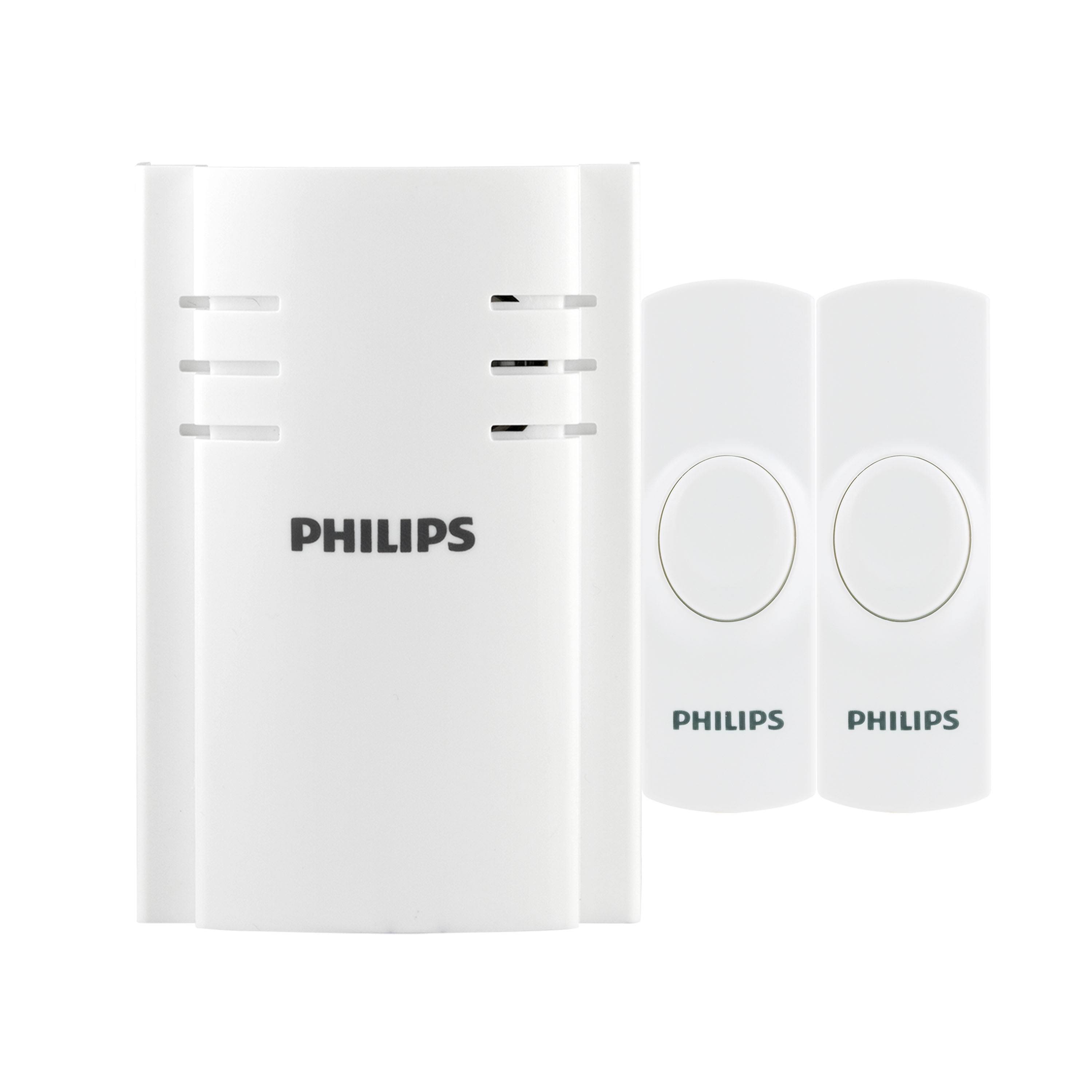 Philips Plug-In 8-Melody Doorbell Kit, White, 2-Push Buttons �C DES2280W/27